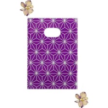 Yağmur Ambalaj Mor Yıldız Desenli El Geçme Hediye Poşeti Hediyelik 12X17CM (25ADET)
