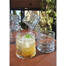 Qualitev 6 Parça Cam Meşrubat ve Su Bardağı Seti 370 ml Cam Kokteyl Bardak -Elmas