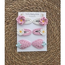 Tütü Baby Kids Bebek & Çocuk & Yetişkin Toka Seti 6'lı Saç Aksesuarı Handmade 4 Cm'lik Çıt Çıtlı Örgü % 100 Cotton