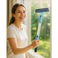 Evinizin Vitrini Spreyli Çekçekli Camsil & Fırça Aparatı - Çok Fonksiyonlu Cam Temizleyici Set