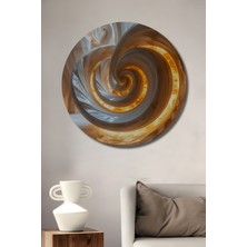 Beta Moda Hub Soyut Spiral Işık Yankısı Yağlı Boya Görünümlü Dekoratif Ahşap Tablo Yuvarlak Duvar Tablosu