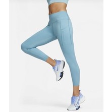 Nike Dri-Fıt Go Women S Firm-Support Mid-Rise 7/8 Leggings With Pockets Yüksek Belli Mavi Kadın Tayt DQ5692-424