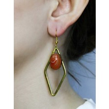 Esha Doğal Taş Yeşil Akik Doğal Taşlı Kadın Küpe EUKU34YMA