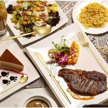 Evim Mabedim Gold Paslanmaz Çelik Lüks Çatal Kaşık Bıçak Takımı Modern ve Şık Set