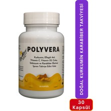 Polyvera Doğal Kurkumin Karabiber Takviyesi 30 Kapsül Antioksidan Formül C Vitamini Çinko D Vitamini