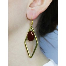 Esha Doğal Taş Akik Doğal Taşlı Kadın Küpe EUKU34A