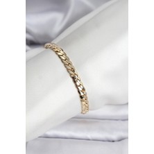 cleovibe 14K Gold Renk Kaplama Ezme Zincir Model Kadın Bileklik