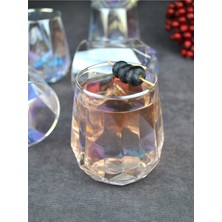 Qualitev 2 Adet Hologramlı Cam Bardak Meşrubat Su Bardağı 330 ml - Dıamond Hologram Bardak