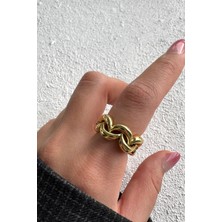 Leo'Stone Yeni Sezon Infinity Knot Tasarım Ayarlanabilir Kadın Yüzük Altın