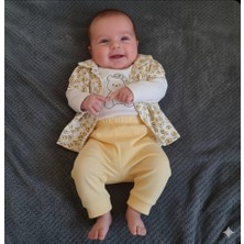 Nazar Bebe Kız Bebek 3'lü Takım - Ayıcık Nakışlı Body, Çiçekli Bluz ve Pantolon Set