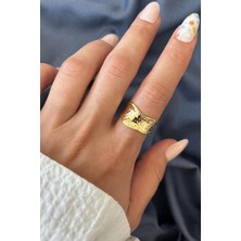 Leo'Stone Yeni Sezon Tide Tasarım Ayarlanabilir Kadın Yüzük Altın