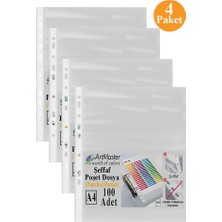 Poşet Dosya 100 Lü A-4 Şeffaf Föy Dosya 4 Paket Artmaster Ofis Okul Kenarı Delikli Poşet Dosya 80 Sayfa Kapasiteli