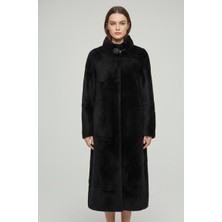 Rabiossa Kadın Dik Yaka Broşlu Kürk Peluş Kaban Ithal