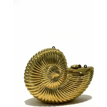 Altın Renk Kabuk Desenli Abiye Portföy Çanta