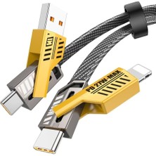 Noyo 4in1 Pd 65 Watt Type-C/27 Watt Halat Örgü Kırılmaz Uç 1 Metre Hızlı Şarj ve Data Kablosu Huawei Xiaomi Samsung Oppo Applle Honor Uyumlu.