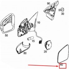 BSG Mercedes 251 2006- Ayna Camı Sol Rezıstanslı-Çızgılı (Oem NO:A2518101119)