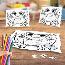 Asilmeydan Sevimli Kuş ve Kurbağa Boyama Puzzle Tablo Çocuk Eğitici Yapboz