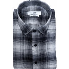 Süvari Rahat Kalıp Desenli Tam Pamuk Cepli Oduncu Gömleği