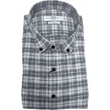 Süvari Rahat Kalıp Desenli Tam Pamuk Cepli Oduncu Gömleği