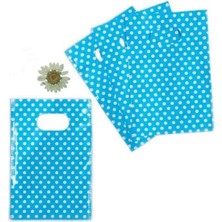 Yağmur Ambalaj Mavi Puantiyeli El Geçme Hediye Poşeti 12X17CM (25ADET)