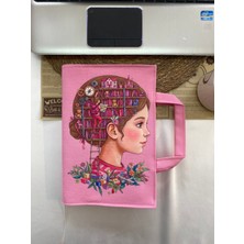 Pembe  Kitçan 17×24 Su Geçirmez Kitap Çantası – Standart Kitap Kılıfı, Baskılı Bez Çanta