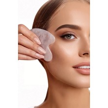 Pozitif Doğal Taş Pembe Kuvars Gua Sha Yüz Yogası, Masaj Taşı 530G