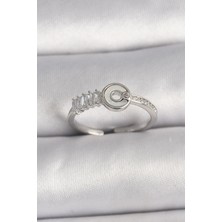 cleovibe Pirinç Gümüş Renk Zirkon Taşlı Ayarlanabilir Kadın Yüzük