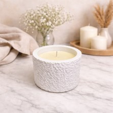 Glaze Mud Kapaklı Dokulu Silindir Mum – Beyaz Dekoratif Tek Fitilli Mum