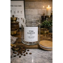 Durina Living 1 Adet Vakumlu Kayın Kapak 850ML Cam Kavanoz  Türk Kahvesi-Filtre Kahve-Granül Kahve-Tuz-Şeker Etiket Seçenekli