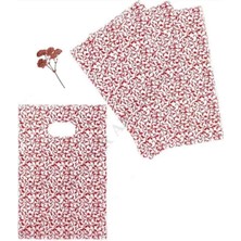 Yağmur Ambalaj Kırmızı Beyaz Yaprak Desenli El Geçme Hediye Poşeti 13X20CM (25ADET)