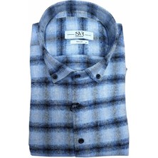 Süvari Rahat Kalıp Desenli Tam Pamuk Cepli Oduncu Gömleği