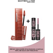 Luua Maybelline New York Vinyl Ink Uzun Süre Kalıcı Nude Tonlu Likit Parlak Ruj 130 Extra& Mini Sky High Cosmic Black Maskara