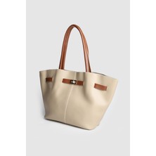 Septemmart Mıknatıs Kapamalı Kilit Detaylı Kadın Deri El ve Omuz Çantası