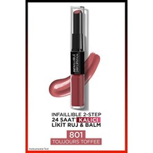 Luua L'oreal Paris L'oréal Paris Infaillible 2-Step 24 Saat Kalıcı Likit Ruj & Balm - 801 Toujours Toffee