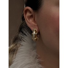 Dore Taşlı Gold Çelik Küpe