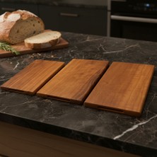 Qarqa Elnino Serisi –doğal Ceviz 3’lü Kesme ve Sunum Tahtası Seti Tutma Yuvalı-Lazerle Kişiselleştirme