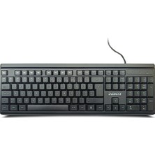 LTG Nova Everest KB-741F, USB Kablolu, Türkçe F, 2 Metre Bakır Kablolu, Standart Klavye (Siyah)