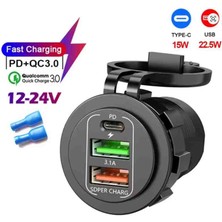 Zoli Motosiklet, Karavan, Tekne, Uyumlu Çift USB Şarj Soketi 12V/24V – Pd Qc3.0 Hızlı Şarj – Şarj Soketi