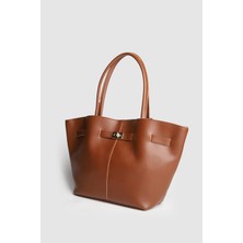 Septemmart Mıknatıs Kapamalı Kilit Detaylı Kadın Deri El ve Omuz Çantası