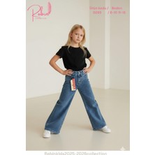 Robin Kids Kız Çocuk Wideleg Jean Taşlı /yumuşacık , Esnek Kotpantolon