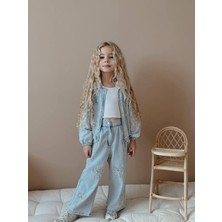 little luna Fiyonk Detaylı Denim Alt-Üst Takım