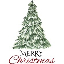 Fuart.Co Merry Christmas Çam Ağacı Djital Baskı Noel Temalı Poster (Çerçevesiz) Nofu