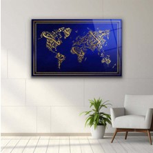 Dekorica Islami Dünya Haritası Cam Tablo