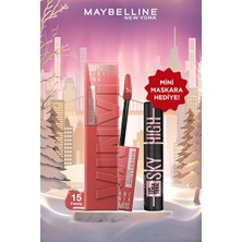 Luua Maybelline New York Super Stay Vinyl Ink Uzun Süre Kalıcı Şeftali Tonlu Likit Ruj 15 Peachy&sky High Cosmic Mini Maskara