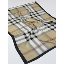 Burberry  Vual Ipek Şal Siyah Beyaz Gold