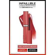 Luua L'oreal Paris Infaillible Laque Resistance Likit Parlak Ruj - 635 Worth It Medium