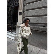 Ebrita Moda Yakası Kürklü Kısa Trençkot