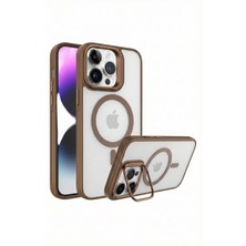 UK Apple iPhone 15 Pro Uyumlu Magsafe Stantlı Premium Kılıf Lens Hediye