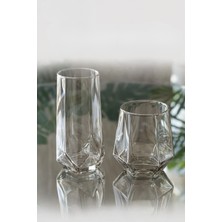 Assa Bazaar 12’li Füme Cam Su Bardağı Seti – 6 Uzun 6 Kısa Modern Bardak Takımı, Şık Sofra Sunumu