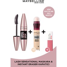 Luua Maybelline New York Lash Sensational Maskara & Instant Eraser Kapatıcı 00 & Matte Ink Ruj 15 Mini